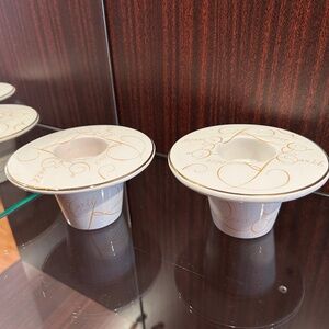 Loucarte Porcelain Gardeners Eden "Peace on Earth" Set of 2 Candle Holders